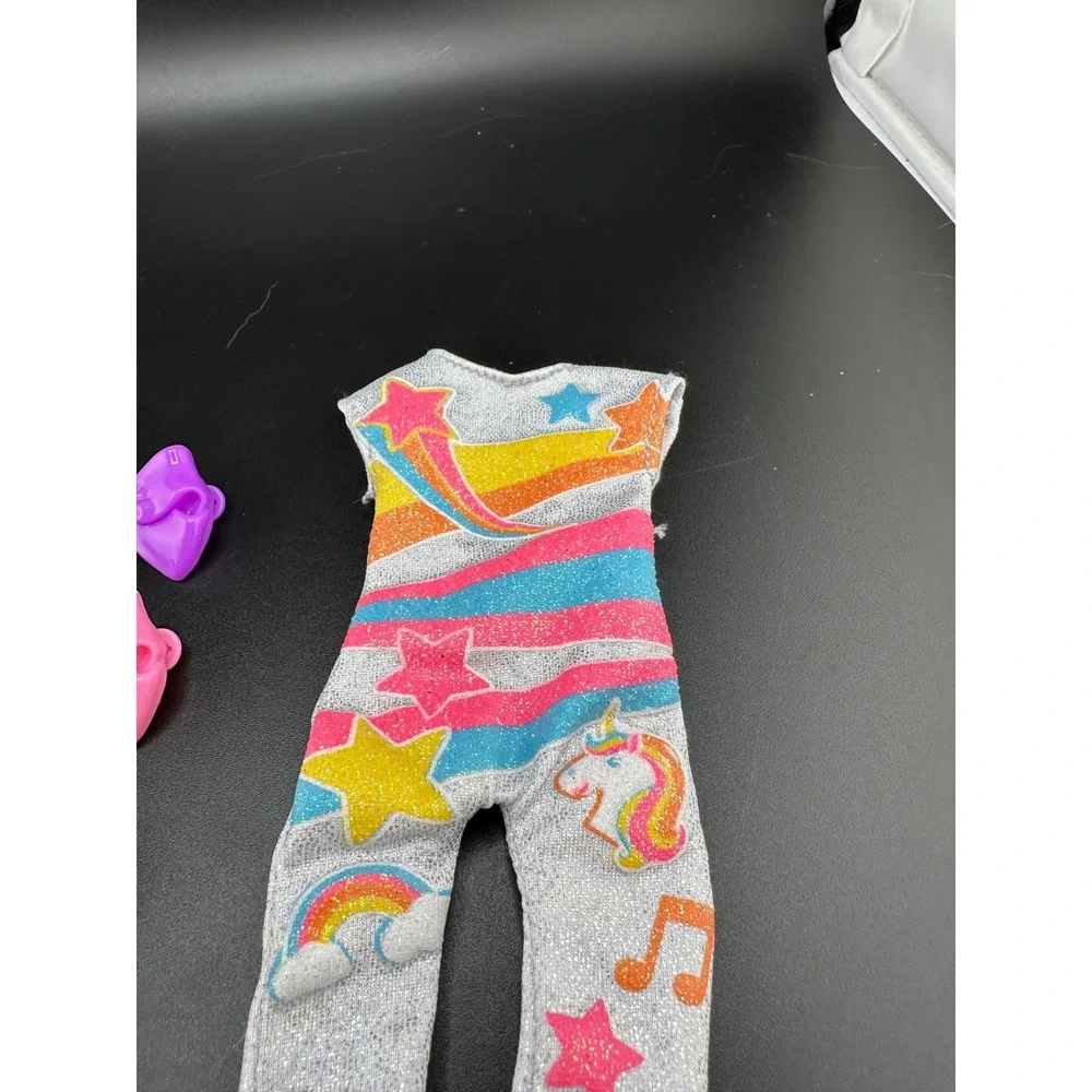 Jojo Siwa Fashion Doll Replacement outfit and‎ bow barrettes x3 Unicorn Silver